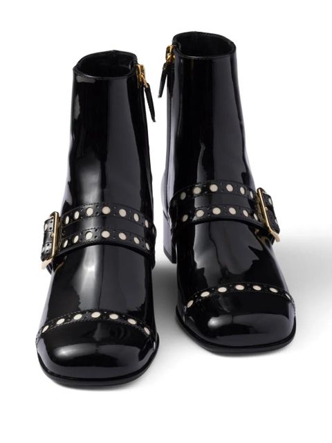 Prada 35mm patent-finish boots - Black