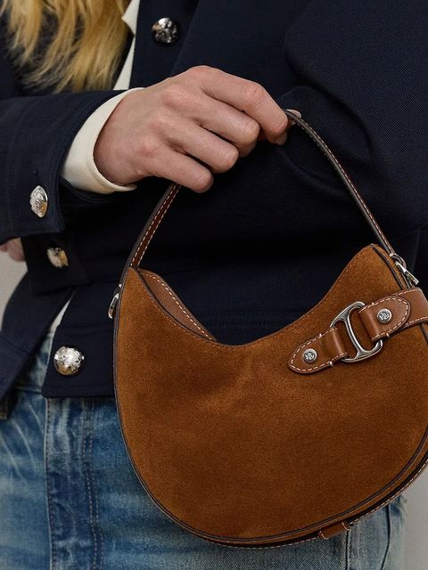 Lauren Ralph Lauren torebka zamszowa kolor brązowy 431980160