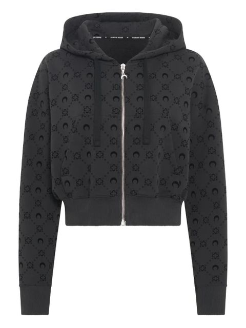 Marine Serre moonogram-pattern zip-up hoodie - Black - zdjęcie produktu nr 1