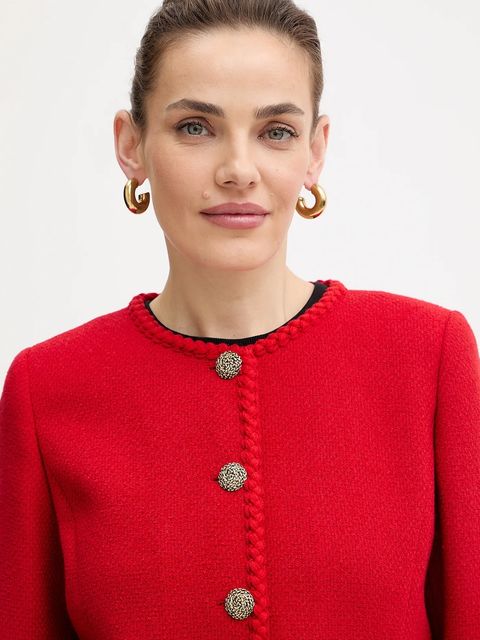 Luisa Spagnoli marynarka z dodatkiem wełny kolor czerwony jednorzędowa gładka 542705