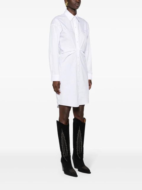 PINKO eyelet-detail cotton shirtdress - White - zdjęcie produktu nr 2