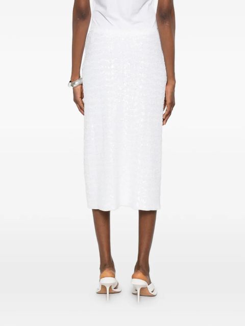 Oséree sequin-embellished side-slit midi skirt - White