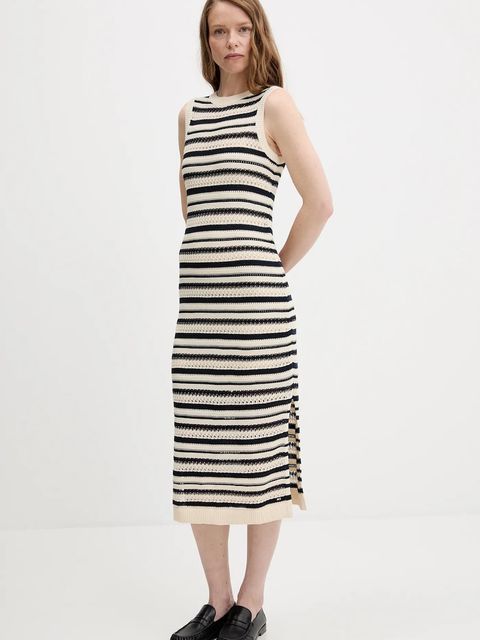 Tommy Hilfiger sukienka kolor beżowy maxi dopasowana WW0WW45649 - zdjęcie produktu nr 2