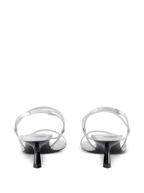 ANINE BING Hilda leather ankle-strap pumps - Silver