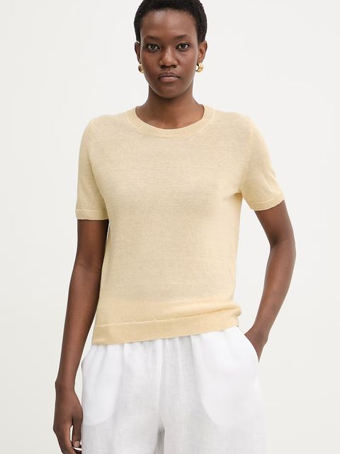 Weekend Max Mara t-shirt damski lniany PANCONE - zdjęcie produktu nr 1