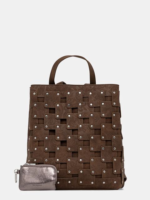 Desigual plecak NEW PATCH 1 CHOC damski kolor brązowy mały z aplikacją 25WAKP39 - zdjęcie produktu nr 1