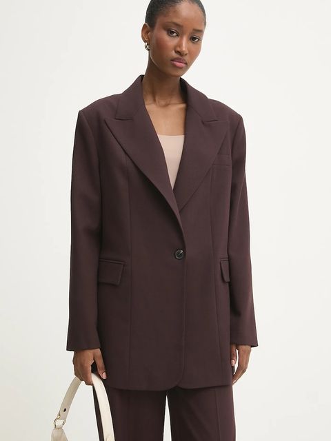 Answear.LAB marynarka kolor bordowy jednorzędowa gładka - zdjęcie produktu nr 1