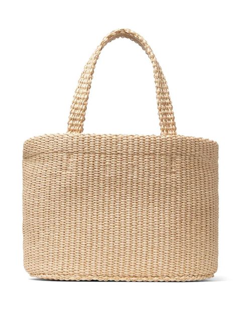 Jimmy Choo mini logo-embroidered beach bag - Neutrals