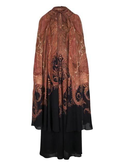 ZIMMERMANN paisley-print cape midi dress - Brown - zdjęcie produktu nr 1