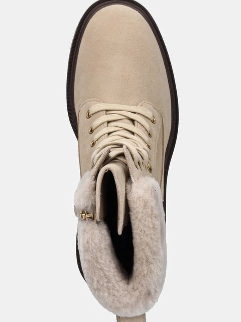 Tommy Hilfiger botki zamszowe TH SHEARLING LACE UP BOOT kolor beżowy na słupku lekko ocieplone FW0FW08999 - zdjęcie produktu nr 2