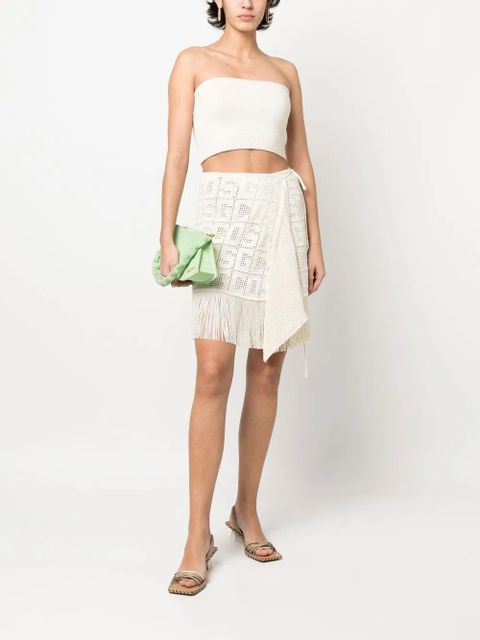 GCDS crochet-monogram mini skirt - Neutrals
