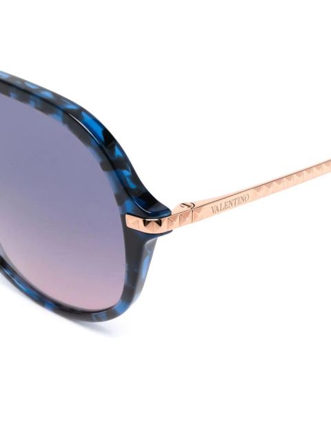 Valentino Eyewear oversized oval-frame sunglasses - Blue - zdjęcie produktu nr 2