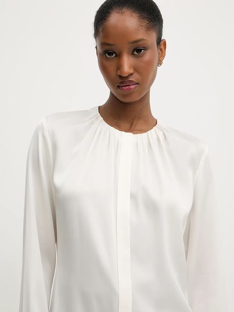 BOSS koszula jedwabna kolor beżowy regular 50538481