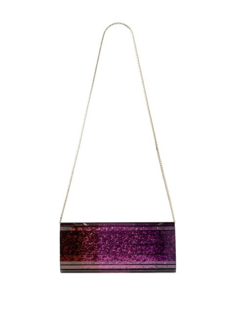 Jimmy Choo Sweetie glitter-embellished clutch bag - Purple