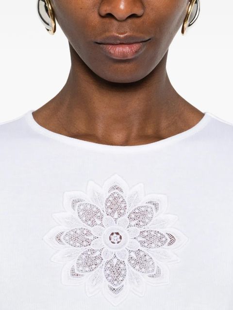TWINSET floral-appliqué T-shirt - White