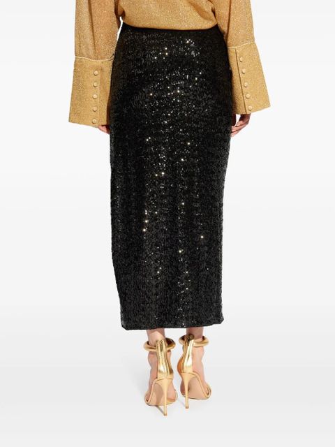 Oséree high-waisted sequin-embellished midi skirt - Black