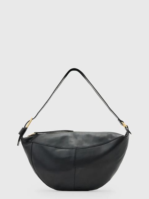 AllSaints torebka skórzana LUNA kolor czarny W190XD - zdjęcie produktu nr 1