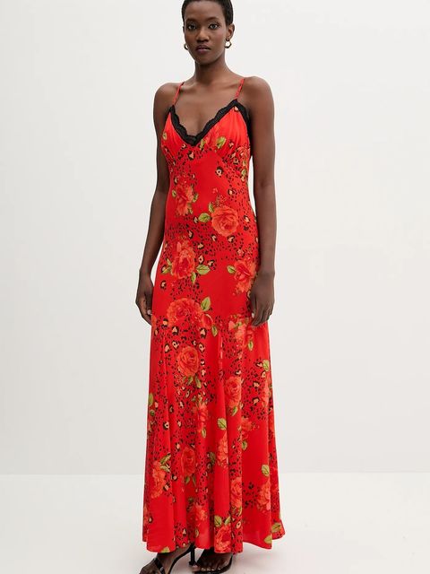 Never Fully Dressed sukienka kolor czerwony maxi rozkloszowana NFDDR3097 - zdjęcie produktu nr 1