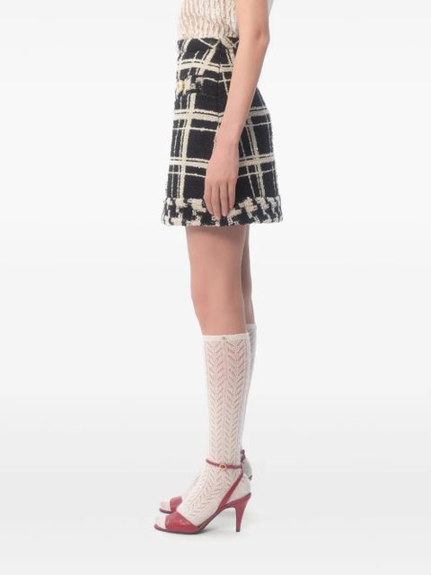 Valentino Garavani checked tweed mini skirt - Black