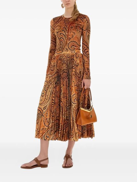 ETRO paisley-print pleated midi skirt - Orange - zdjęcie produktu nr 2
