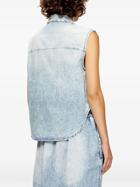 Diesel logo-embroidered denim vest - Blue