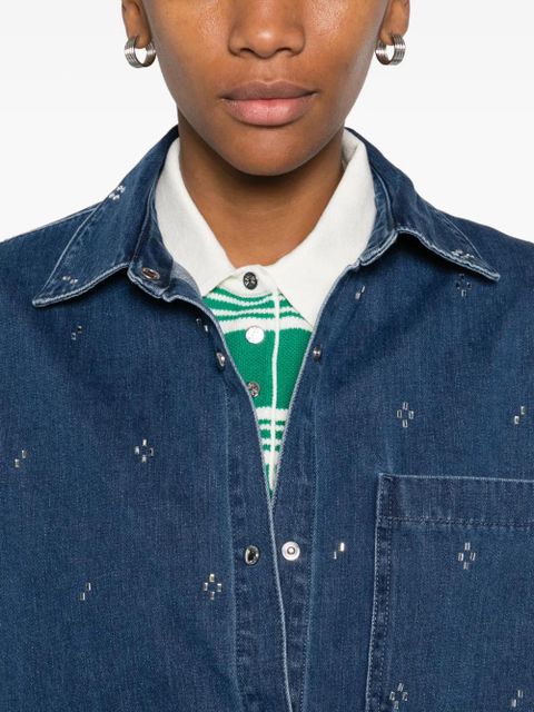 Maje crystal-embellished buttoned shirt - Blue