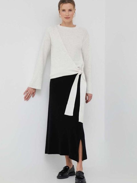 Dkny sweter wełniany damski kolor beżowy lekki - zdjęcie produktu nr 1