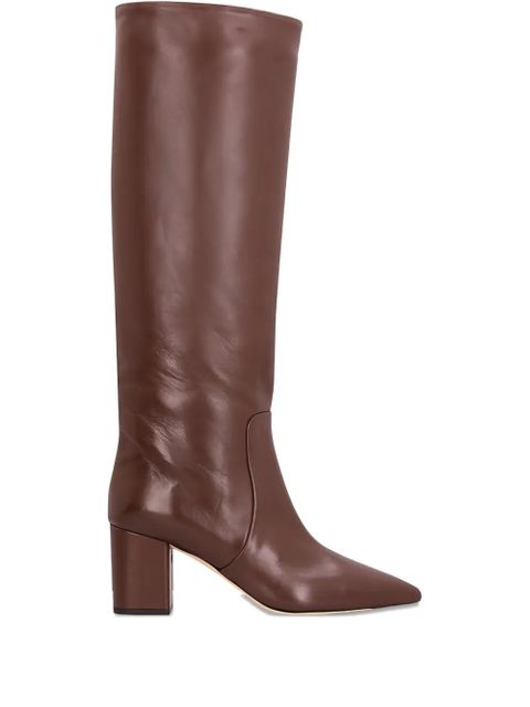 Paris Texas Anja 70MM leather block-heel boots - Brown - zdjęcie produktu nr 1