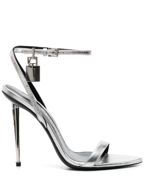 TOM FORD padlock-detail metallic sandals - Silver - zdjęcie produktu nr 1