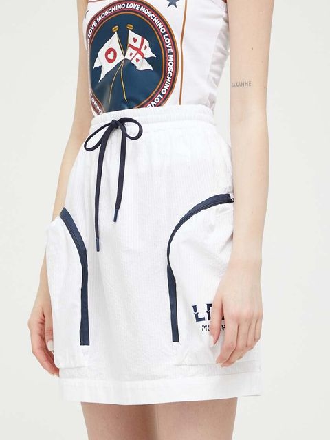 Love Moschino spódnica kolor biały mini prosta - zdjęcie produktu nr 1
