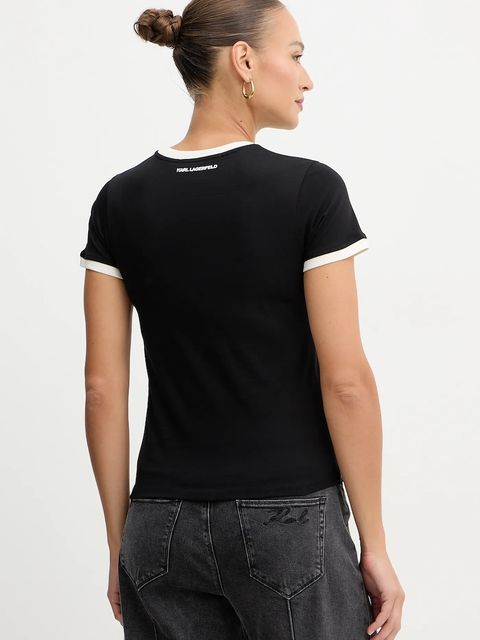 Karl Lagerfeld t-shirt bawełniany IKON damski kolor czarny A3W17078