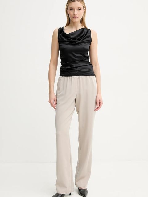 AERON bluzka z domieszką jedwabiu CAMILLE damska kolor czarny gładka TO555452