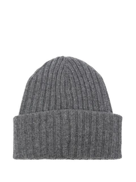 GANNI ribbed embroidered hat - Grey
