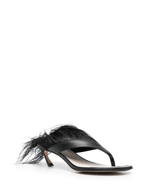 Lanvin Feather Swing 65 leather sandals - Black