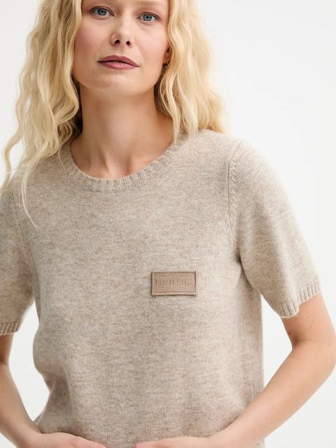 MUNTHE sweter wełniany PANTAS damski kolor beżowy 252160425270