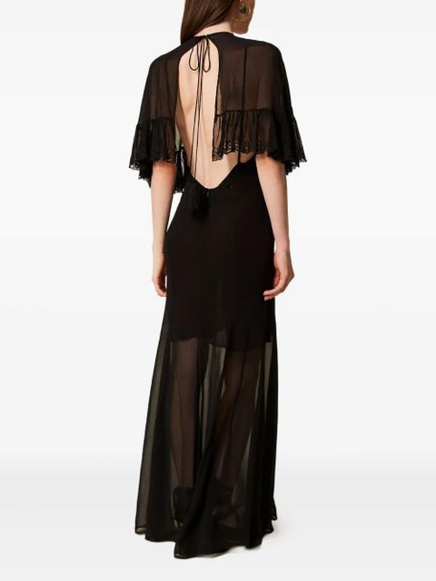 TWINSET embroidered georgette dress - Black