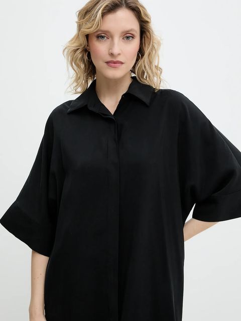 Answear.LAB sukienka kolor czarny midi oversize