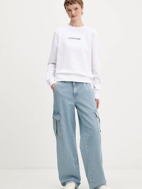 Guess Jeans bluza bawełniana damska kolor biały z aplikacją W6RQ30 K68I4 - zdjęcie produktu nr 2