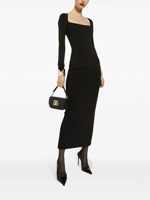 Dolce & Gabbana long-sleeve square-neck midi dress - Black