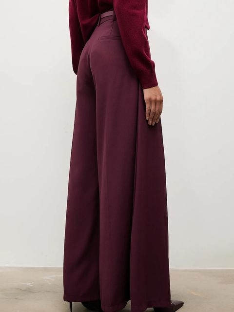 Answear.LAB spodnie damskie kolor bordowy szerokie high waist