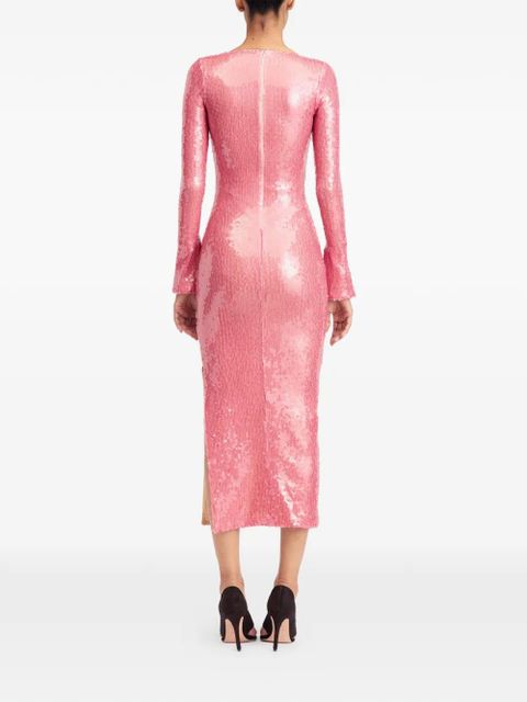 16Arlington Solaria sequin lace-up midi dress - Pink