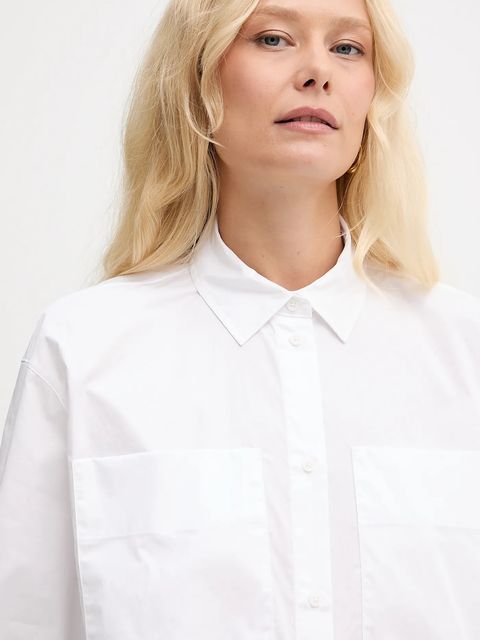 Armani Exchange koszula bawełniana damska kolor biały regular z kołnierzykiem klasycznym XW001399 AF12812