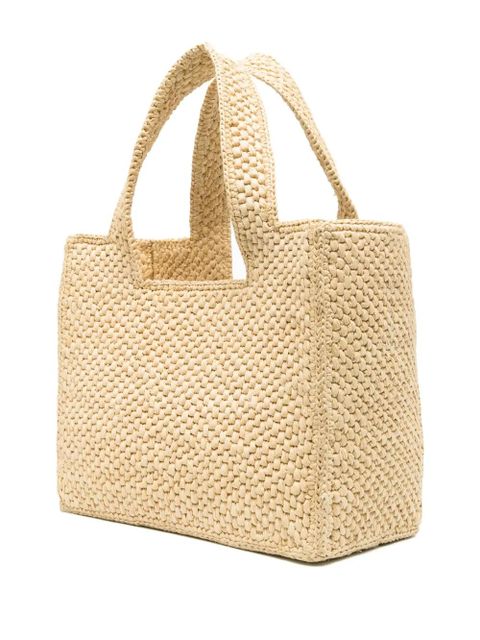 LOEWE logo-embroidered raffia tote bag - Neutrals
