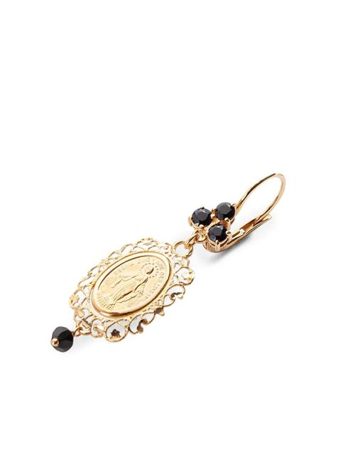 Dolce & Gabbana 18kt yellow gold Virgin Mary sapphire drop earrings