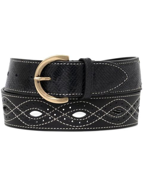 PINKO patterned-stitch leather belt - Black - zdjęcie produktu nr 1