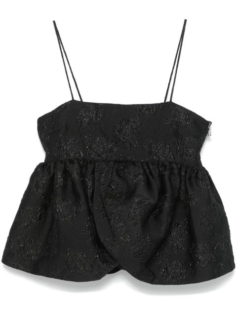 ROTATE BIRGER CHRISTENSEN cloqué-effect draped-detailing top - Black - zdjęcie produktu nr 1