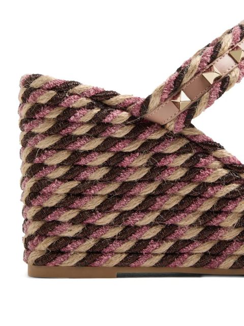 Valentino Garavani 90mm Rockstud wedge sandals - Neutrals