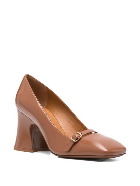 Chloé 75mm Janis buckle-detail flared pumps - Brown
