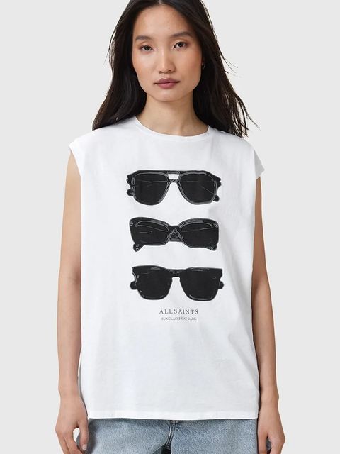 AllSaints top bawełniany SUNNIES damski kolor biały z nadrukiem W163JC - zdjęcie produktu nr 1