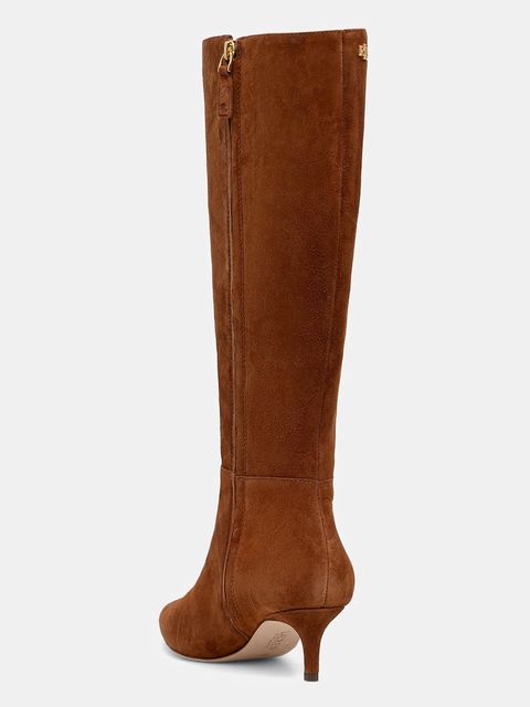 Lauren Ralph Lauren kozaki zamszowe Mckay Tl Hl damskie kolor brązowy na szpilce 802967811003